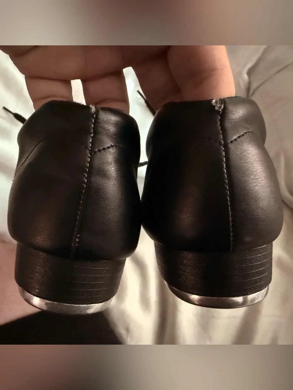 Capezio Tap Dance Shoes Black Leather Lace-Up Women’s 8 WIDE - very good, No Box
